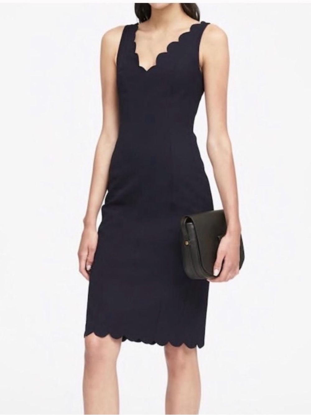 Banana Republic Scallop-Edge Sleeveless Sheath Dress Size 8 Cocktail Work
